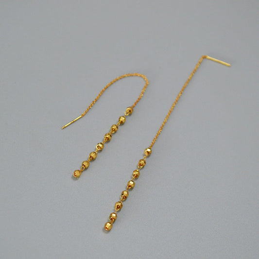 Gold Threaded Bead Drop Earrings