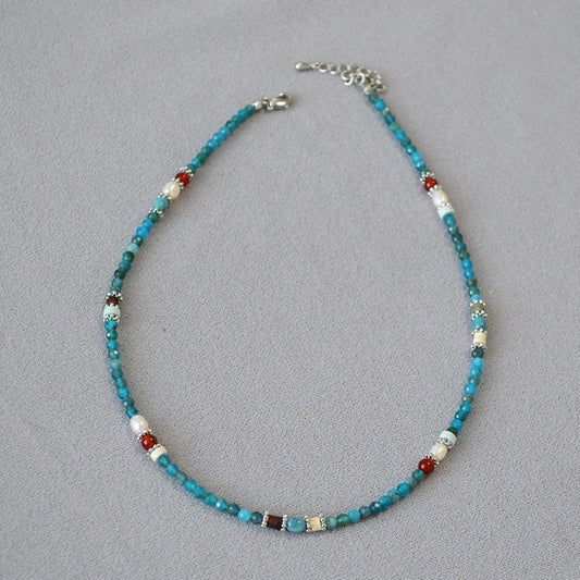 Turquoise Beaded Necklace with Gemstone and Pearl Accents