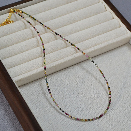 Multi-Color Tourmaline Bead Necklace