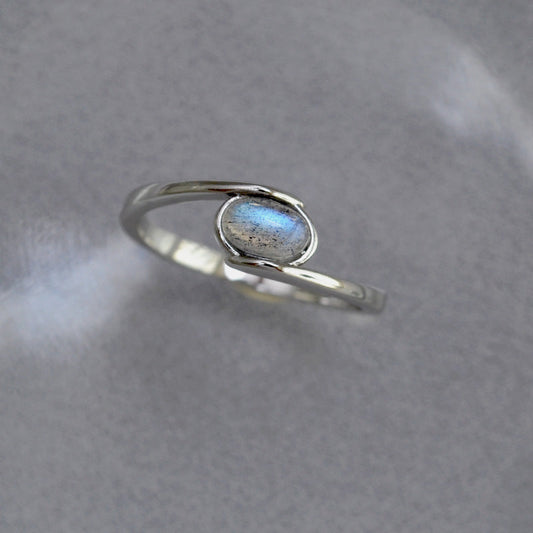 Minimalist Silver Ring with Moonstone