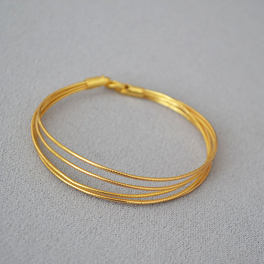 Triple Strand Gold-Plated Bangle Bracelet