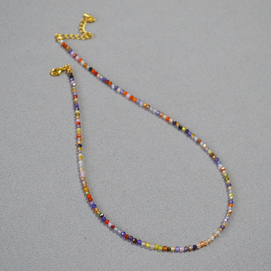 Colorful Beaded Necklace with Gold Plated Clasp