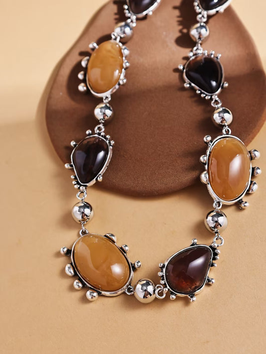 Artistic Vintage Tiger Eye Necklace – Resin Jewelry