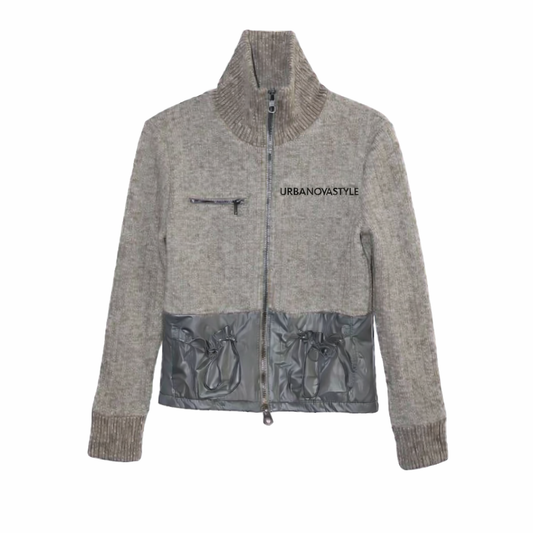 Patchloom Heritage – Textured Knit Patchwork Utility Jacket